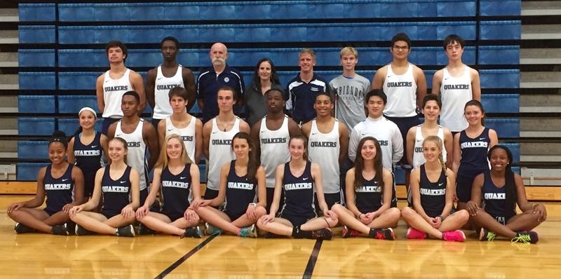 The winter track team - one of many winter teams at Friends - smiles for their team picture. 