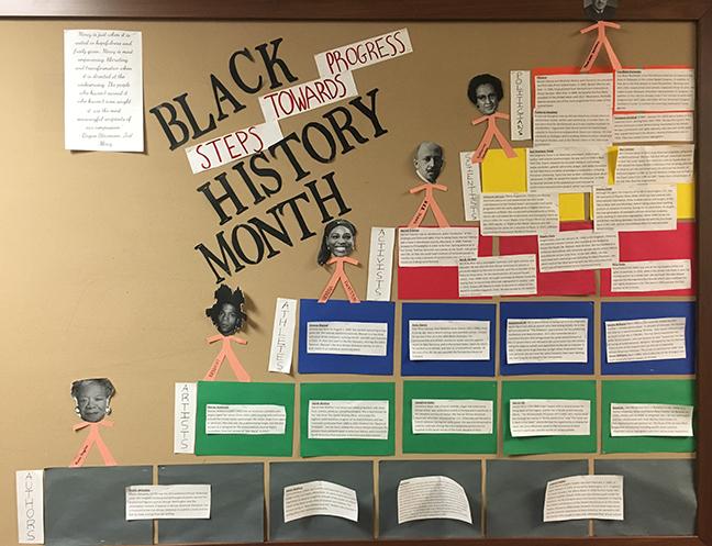 A Black History Month display in the Upper School